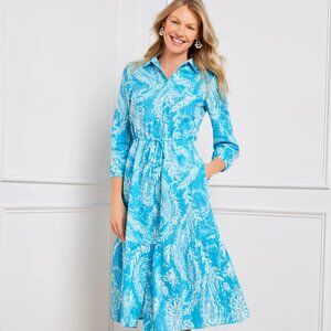 Talbots Linen Blend Shirtdress Brushed Paisley Size 8